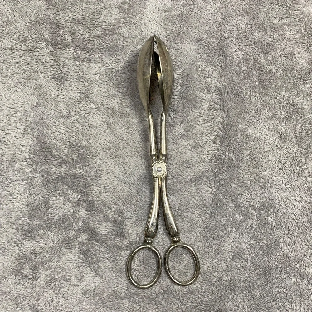 Vintage Silver Plated Pastry Tongs Scissor Serving Utensils Hong Kong